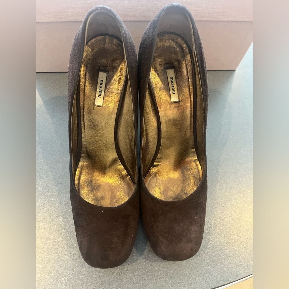 Miu Miu // Platform And Stacked Almond Toe Pump /… - image 2